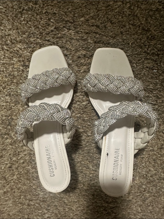 Shoe Dazzle Shoes - Shoe Dazzle White Braided Crystal Double-Strap Slide Sandals
